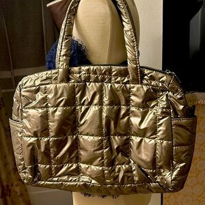 Puffy Quilted Metallic Bag - Champagne. NWOT